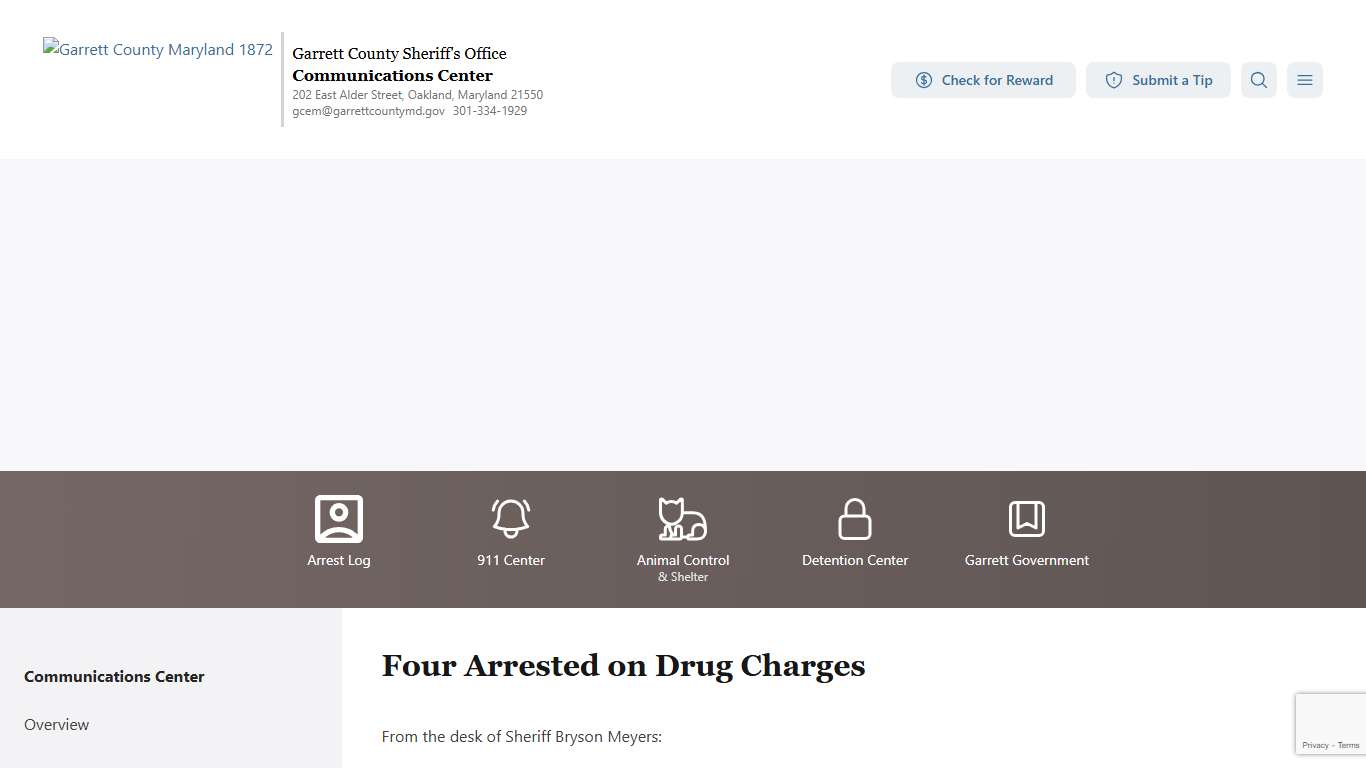 Four Arrested on Drug Charges | Sheriff's Office of Garrett County, Maryland