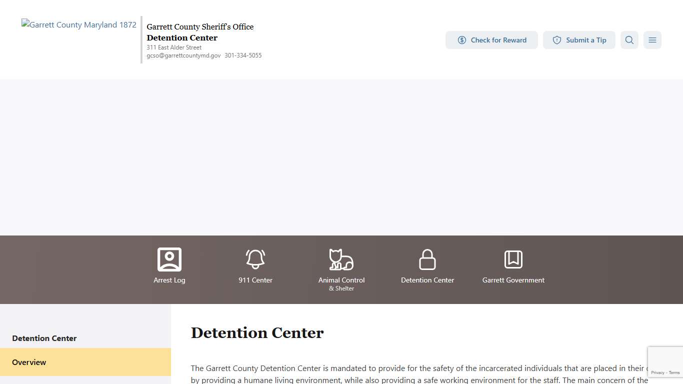 Detention Center | Sheriff's Office of Garrett County, Maryland